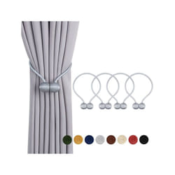 IHClink Strong Magnetic Curtain Tiebacks Decorative Curtain Holdbacks Holders Woven Curtain Ties Buckles Ropes for Drapes Window (Grey,4pcs)