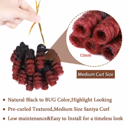 MIMAN 5 Packs 10 Inch Short Saniya Curls Crochet Hair for Black Women 12MM Bouncy Crochet Braids Synthetic Braiding Hair for DIY Mohawk Afro Braided D