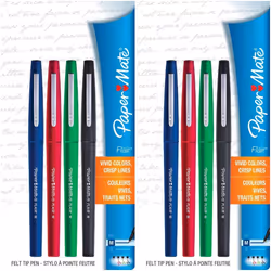 Paper Mate Flair Felt Tip Pens Medium Point (0.7mm) Business Colors 8 Count