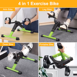 Pedal Exerciser Desk Exercise Bike Leg and Arm Bike with LCD Monitor Foldable (black/green)