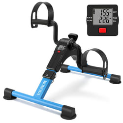 Pedal Exerciser Leg and Arm Exercise Bike with LCD Monitor Foldable (black/blue)