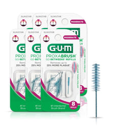 GUM Proxabrush Go-Betweens Refills - Moderate - Compatible with GUM Permanent Handle - Reusable Interdental Brushes - Soft Bristled Dental Picks  8ct(