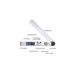 Aluminum Digital Angle Finder Protractor 225 16 inch Backlit LCD Digital with Horizontal and Vertical Bubble Silver