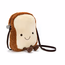 Jellycat Amuseable Toast Plush Bag Crossbody Purse with Zip Top Gifts for Kids Girls Tweens and Teens