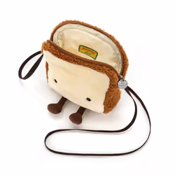 Jellycat Amuseable Toast Plush Bag Crossbody Purse with Zip Top Gifts for Kids Girls Tweens and Teens