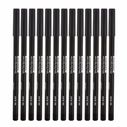 Italia Deluxe 12 pcs Eyeliner Pencil  Ultra Fine  Creamy  High-pigmented  Long-lasting + 3 pair Hydrogel Eye Patch for Lash Extensions (Blac