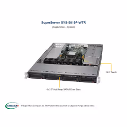 Supermicro SuperServer 5019P-WTR, Intel C622, LGA 3647 (Socket P), Intel, Intel® Xeon®, DDR4-SDRAM, 768 GB
