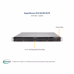 Supermicro SuperServer 5019P-WTR Intel C622 LGA 3647 (Socket P) Rack (1U) Black