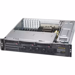 Supermicro CSE-825MBTQC-R802LPB, Rack, Server, Black, ATX, EATX, 2U, HDD, LAN, Power, Power fail, System