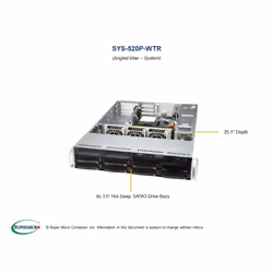 Supermicro SYS-520P-WTR server Rack (2U) Intel® Xeon® 3000 Sequence DDR4-SDRAM 650 W