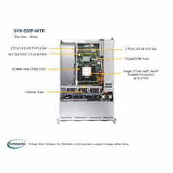 Supermicro SYS-520P-WTR server Rack (2U) Intel® Xeon® 3000 Sequence DDR4-SDRAM 650 W