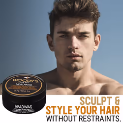 Woody's Flexible Hold Headwax Pomade for Men  High Shine  Natural Beeswax  Workable Styling Wax  Travel-Size  2 Oz