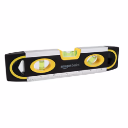 Amazon Basics 9-inch Easy to Use Magnetic Torpedo Level and Ruler  with 180/90/45 Degree Bubbles  Black  Yellow