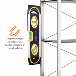 Amazon Basics 9-inch Easy to Use Magnetic Torpedo Level and Ruler  with 180/90/45 Degree Bubbles  Black  Yellow