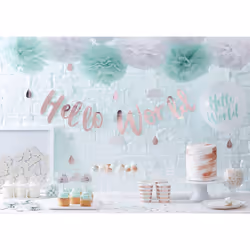 Ginger Ray Hello World Mint & Rose Gold Baby Shower Paper Napkins x 20 - Hello World