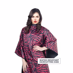Cricket Flip Reversible Zebra All Purpose Cape for Salon Barbershop Professionals  Metal Snap Neck Closure Salon Client Cape  Black/Pink