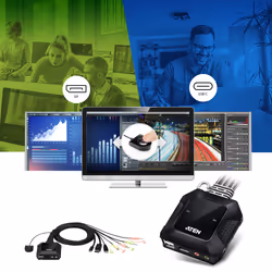 ATEN 2-Port USB-C DisplayPort Hybrid Cable KVM Switch - Additional view 4