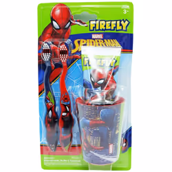 Firefly Spider-Man Dental Care Kids for Children with 2 Brushes, Beaker & Toothpaste (Bubblegum)