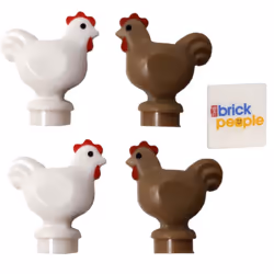 LEGO City: 4 x Super Rare Chicken/Rooster Mini Figures  2 x White and 2 x Tan
