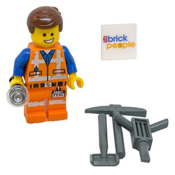 Lego Movie: Construction Worker Emmet Minifigure with Flashlight and Tools - Ages 6+ (4pcs)