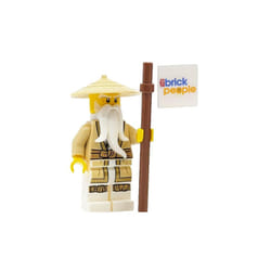 LEGO Ninjago: Sensei Wu Minifigure with Battle Staff  Tan Robes and Braided Ponytail