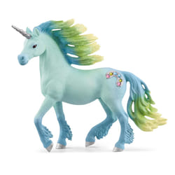 Schleich bayala  Unicorn Toys for Girls and Boys  Marshmallow Unicorn Stallion  Blue and Green  with Gems  Ages 5+
