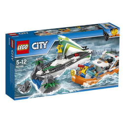 LEGO City 60168 Sailboat Rescue Building Toy With Boats That Really Float. Includes: Coast Guard Rescue Boat  Sailboat  Rock Island  2 Minif
