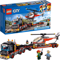 EGO City Heavy Cargo Transport 60183 Toy Truck Building Kit with Trailer  Toy Helicopter and Construction Minifigures for Creative Play (310 Pieces)