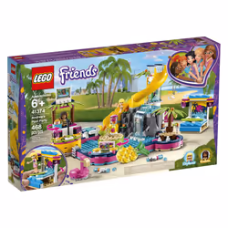 LEGO Friends Andrea's Pool Party 41374 Toy Pool Building Set with Andrea and Stephanie Mini Dolls for Pretend Play  Includes Toy Juice Bar and Wave Ma