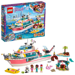 LEGO Friends Rescue Mission Boat 41381 Toy Boat Building Kit with Mini Dolls and Toy Sea Creatures  Rescue Playset Includes Narwhal Figure  Treasure B