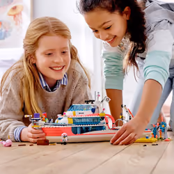 LEGO Friends Rescue Mission Boat 41381 Toy Boat Building Kit with Mini Dolls and Toy Sea Creatures  Rescue Playset Includes Narwhal Figure  Treasure B