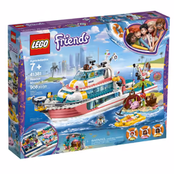 LEGO Friends Rescue Mission Boat 41381 Toy Boat Building Kit with Mini Dolls and Toy Sea Creatures  Rescue Playset Includes Narwhal Figure  Treasure B