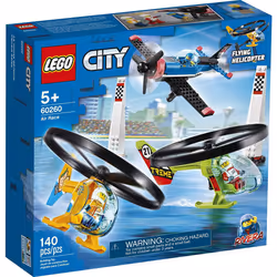 LEGO City Air Race 60260 Flying Helicopter Toy  Features 2 Ripcord Helicopters  Stunt Plane Aircraft Toy  2 Pylons  Plus Rive ...
