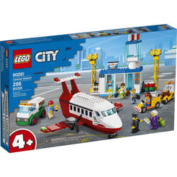 LEGO City Central Airport 60261 Building Toy  with Passenger Charter Plane  Airport Building  Fuel Tanker  Baggage Truck  Cargo and 6 Minifigures  Gre
