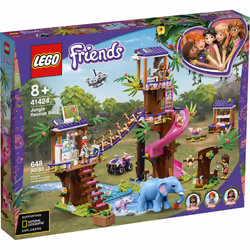 LEGO Friends Jungle Rescue Base 41424 Building Toy for Kids  Animal Rescue Kit That Includes a Jungle Tree House and 2 Elephant Figures for Adventure