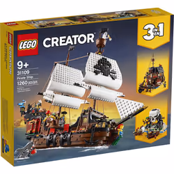 LEGO Creator 3in1 Pirate Ship 31109 Building Set - Toy Ship with Inn Skull Island Featuring 4 Minifigures Shark Figure Gi ...
