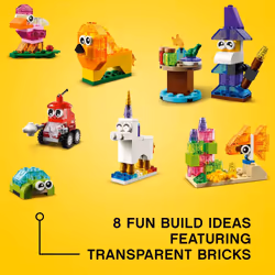 LEGO Classic Creative Transparent Bricks Building Set 11013 for Girls and Boys  STEM Toy and Preschool Hands-On Learning Toy  Includes Wizar