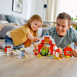 LEGO DUPLO Town Barn  Tractor & Farm Animal Care 10952 Playset with People Figures and Cute Pony  Pig  Dog  Sheep  Cow  Calf  Rooster and Chicken Toys