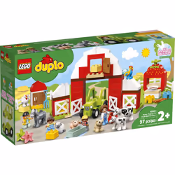 LEGO DUPLO Town Barn  Tractor & Farm Animal Care 10952 Playset with People Figures and Cute Pony  Pig  Dog  Sheep  Cow  Calf  Rooster and Chicken Toys