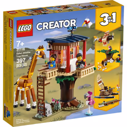 LEGO Creator 3in1 Safari Wildlife Tree House 31116 Building Kit Featuring a House Toy  Biplane Toy and Catamaran Toy; Best Building Sets for Kids Who