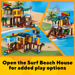 LEGO Creator 3 in 1 Surfer Beach House with 2 Minifigures and Dolphin Figure  Transforms from Surf Shack to Lighthouse to Pool House  Great Building T - Additional view 4