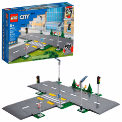 LEGO City Road Plates 60304 - Building Toy Set Featuring Traffic Lights Trees Glow in The Dark Bricks Combine City Series ...