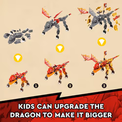 LEGO NINJAGO Kais Fire Dragon EVO Toy 71762 for Kids with Cobra & Boa