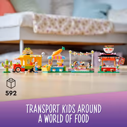 LEGO Friends Street Food Market 41701; New Food-Play Building Kit Promotes Imaginative Play; Includes Emma and Kitten Toy; Birthday Gift for