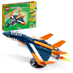 LEGO Creator 3 in 1 Supersonic Jet Plane Toy Set  Transforms from Plane to Helicopter to Speed Boat Toy  Buildable Vehicle Models for Kids  Boys and G