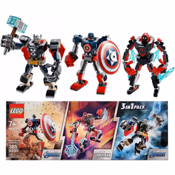 Lego Super Heroes Marvel Tri-Pack Included: Marvel Avengers Classic Thor  Captain America  & Spider-Man Miles Morales 385 Tot ...