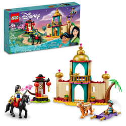 LEGO Disney Princess Jasmine and Mulan Adventure 43208 Palace Set  Aladdin & Mulan Buildable Toy with Horse and Tiger Figures  Gifts for Kids  Girls &