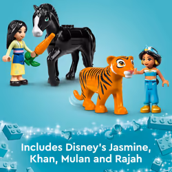 LEGO Disney Princess Jasmine and Mulan Adventure 43208 Palace Set  Aladdin & Mulan Buildable Toy with Horse and Tiger Figures  Gifts for Kids  Girls & - Additional view 4