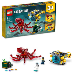 LEGO Creator 3 in 1 Sunken Treasure Mission Submarine Toy  Underwater Creatures Transform from Octopus tp Lobster to Manta Ray  Fun Sea Animal Figures