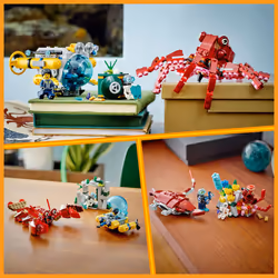 LEGO Creator 3 in 1 Sunken Treasure Mission Submarine Toy  Underwater Creatures Transform from Octopus tp Lobster to Manta Ray  Fun Sea Animal Figures